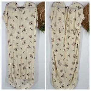 Final Touch Floral Cap Sleeve‎ Maxi Dress  Knotted Back Boho Rayon M